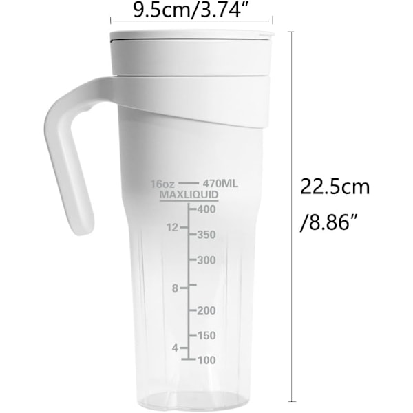 Bærbar Juicepotte USB Genopladelig Blender med Strå og Vægt 470ml/16oz Ledningsfri Vandfast til Frugt Grøntsagsjuice LB40 Sort White