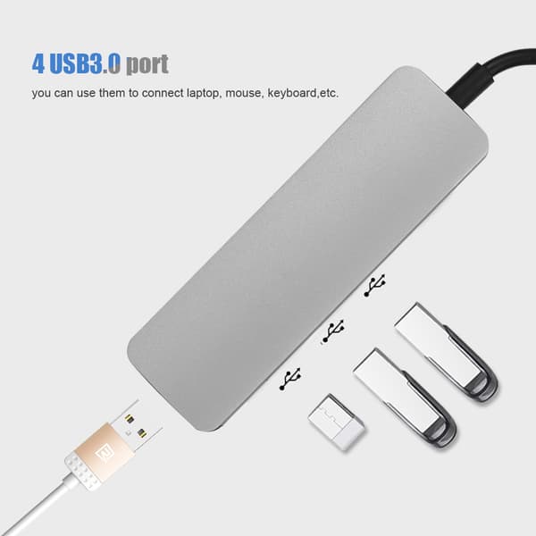 5 i 1 USB-C til 4-port USB + til Android-outputport multifunktionshub dockingstation