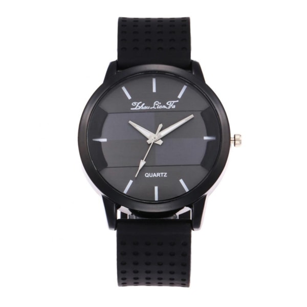 Zhoulianfa Round Watch Silikonarmband Quartz Armbandsur med färgglada pekare (svart)