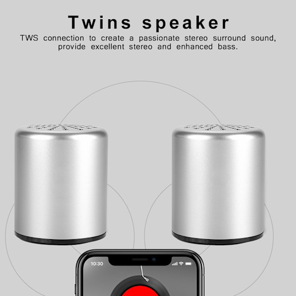 FineBlue MK-10 Bærbar Mini Bluetooth 4.2 Super Bass Stereo Trådløs Højttaler Sølv