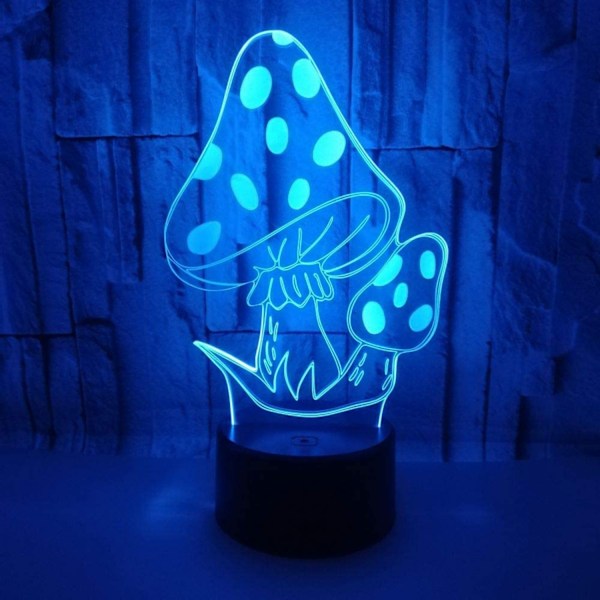 Qinwei Svampar 3D LED Bordslampa Psykedeliska Svampar Nattljus Optisk Visuell Illusion Heminredning Belysning