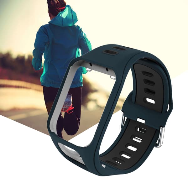 For Golfer2 Adventunrer Silikone Dobbelt Farve Håndledsrem Til TomTom Spark Runner 2/3 (Grøn med sort)
