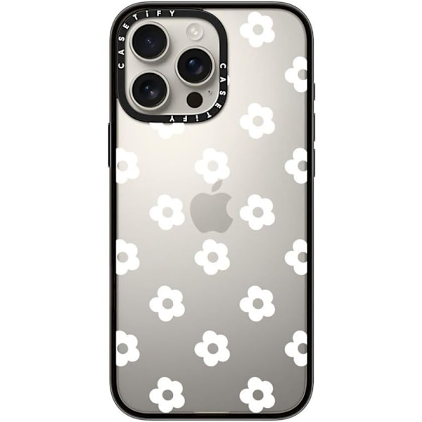 Kompakt iPhone 16pro Cover [1,2 m. 2X Militær Standard Drop Beskyttelse/Slankt/Letvægt] - Små Tusindfryd - Hvid - Klar Sort