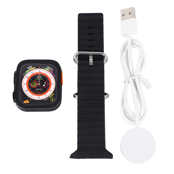 Smartwatch Blood Pressure Heart Beat Monitor HD Trådlös laddning 1,83 tums skärm Fitness Tracker Watch Svart