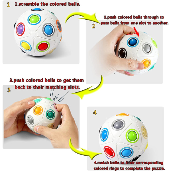Magic 20 Balls Puzzle Stress Rainbow Ball Fidget Magnet Cube Pack Billiga leksaker, Fidget Spinner Cube Toy Stressbollar för barn Vuxna (Vit)