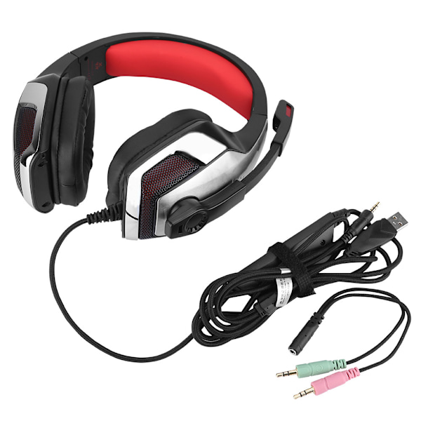 Super Bass USB + 3.5mm 4Pin Anti-noise Gaming Headset E-sports Wired Headset