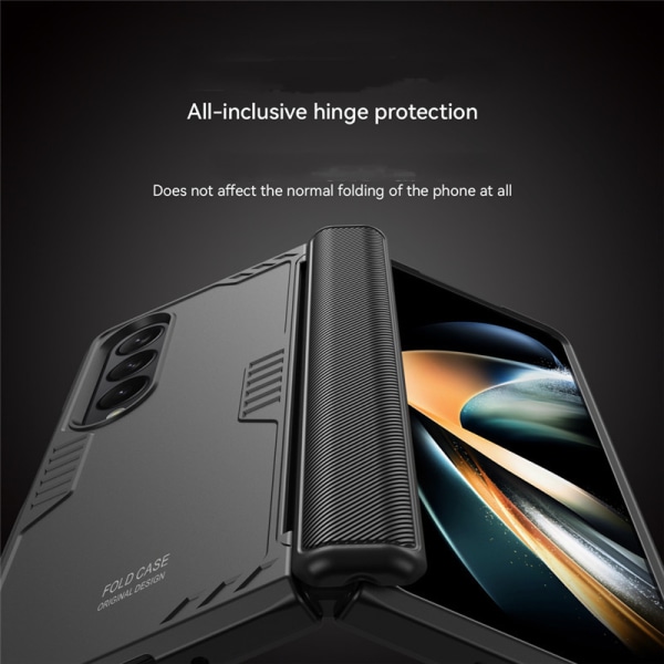 Til Samsung Galaxy Z Fold 4 Etui: [Militær Grad] [Hængselbeskyttelse], Hård PC Bagside med Skridsikker Stødsikker Blød TPU Kant