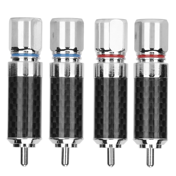 4 stk. RCA-stik, messing, forkromet, lodde-RCA-stik, der kan rumme op til 10 mm ledningsdiameter