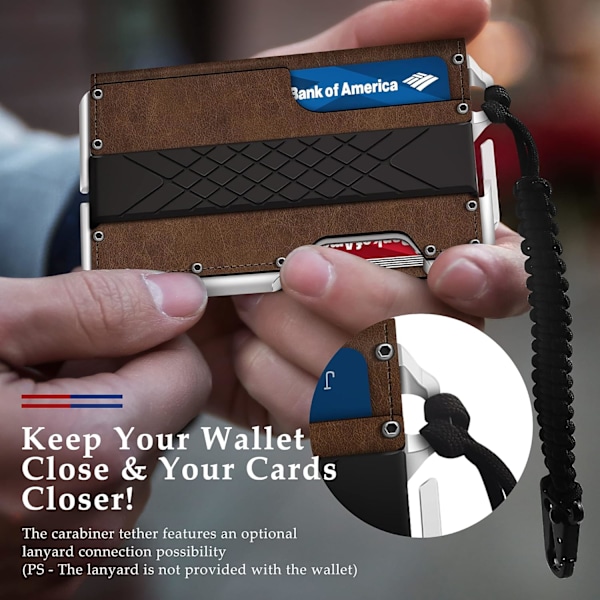 Taktisk minimalistisk plånbok för män, smal RFID-blockerande metallkortfodral, främre ficka Menu2019s läder Dapper Bifold-plånbok med pengaclip Crazy Horse