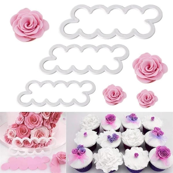 Kage Fondant Form, Diy Tredimensionel Kage Skæremønster, Et-stykke Kage Trykmønster, Biscuit Form, Rose Blomst Fondant Form