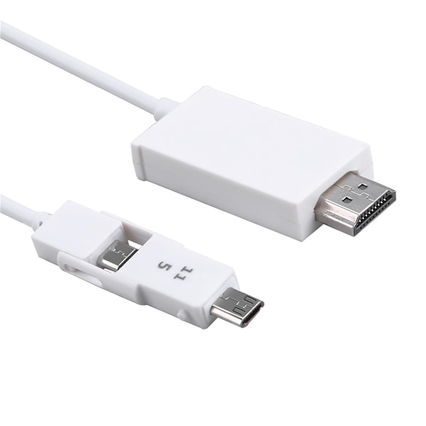 USB til HDMI 1080P Kabeladapter Lyd Video Konverter for Samsung/ MI/ SONY (Hvit)