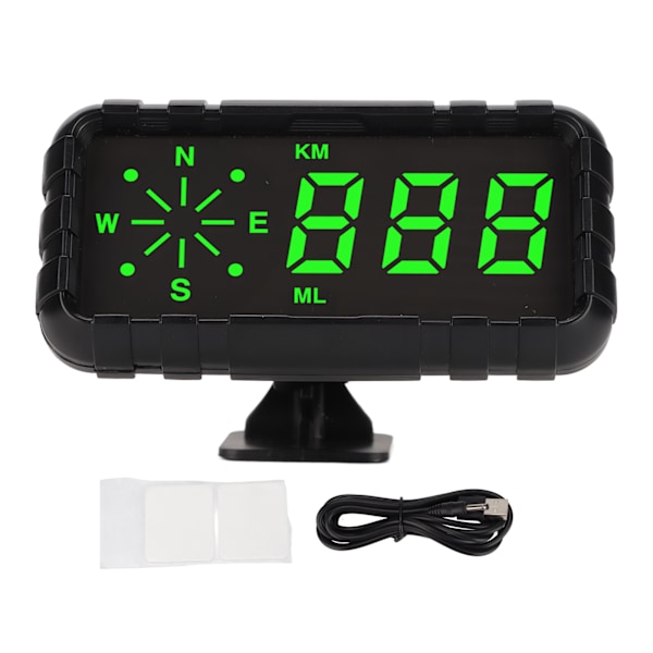 GPS HUD Universal Hastighetslarm USB Strömförsörjning Grön Font KMH MPH Växling för Bilar