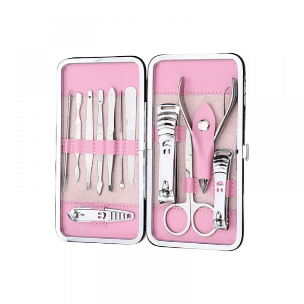 Nail Clipper Set, Manicure Tool Set, 12 Piece Set, Pink Nail Set