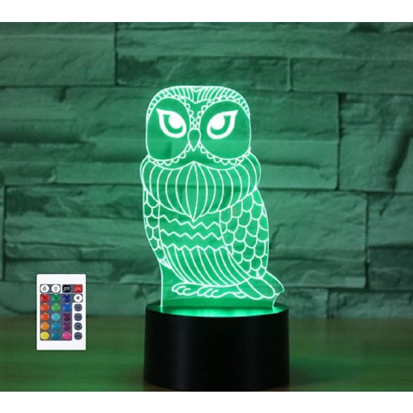 SUPERRUIDALON 3D Uggla Fjärrkontroll 16 Färger Nattlampor Illusion Akryl LED Bord Sänglampa Barn Sovrum Skrivbords Dekoration Födelsedagspresenter Leksak