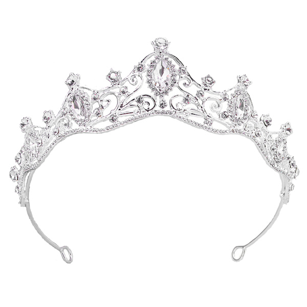 Krone for brud med strass i legering - hårtilbehør til bryllup, bursdager, forestillinger og fester