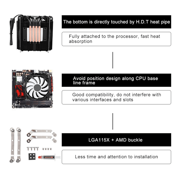 ID-COOLING IS-40 V3 Lågbrus CPU-kylare CPU-fläkt CPU-kylning för Intel LGA115X & AMD