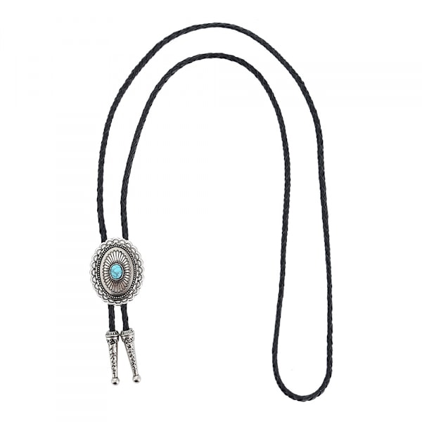 Vintage Turkis Stein Bolo Tie for Menn Western Cowboy Oval Cool Retro Bola Tie Halskjede