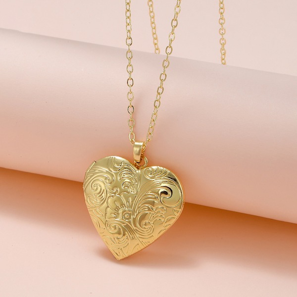 Halsband med medaljong, graverat hjärtformat medaljonghänge med plats för bilder, personligt fotomedaljong, minnesmedaljong för kvinnor och flickor