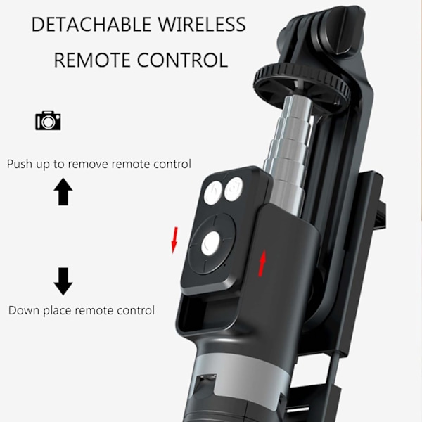 Selfie-tikku, Uusi 6-in-1 Bluetooth Selfie-tikku valolla, Taitettava Selfie-tikku Tripod (Musta, Kaksinkertaiset Täyttövalot)
