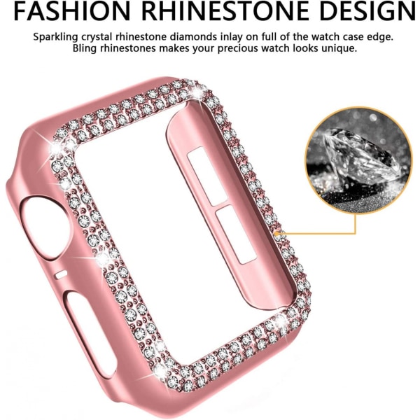 Til Apple Watch Case 44mm Series 6/5/4 SE Bling Rhinestone Apple Watch Case Bumper Frame Skærmbeskytter Case til iWatch Series 44mm pink