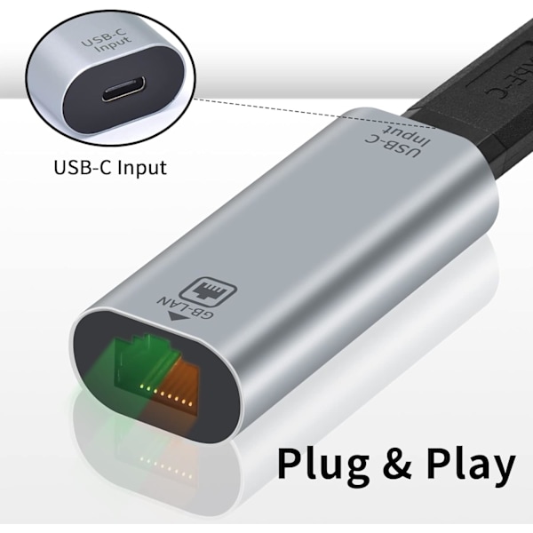 Poyiccot USB C til Ethernet-adapter Gigabit, RJ45-hun til USB C-hun-adapter, USB C til RJ45-adapter op til 1000/ 100/10 Mbps Ethernet LAN-netværk