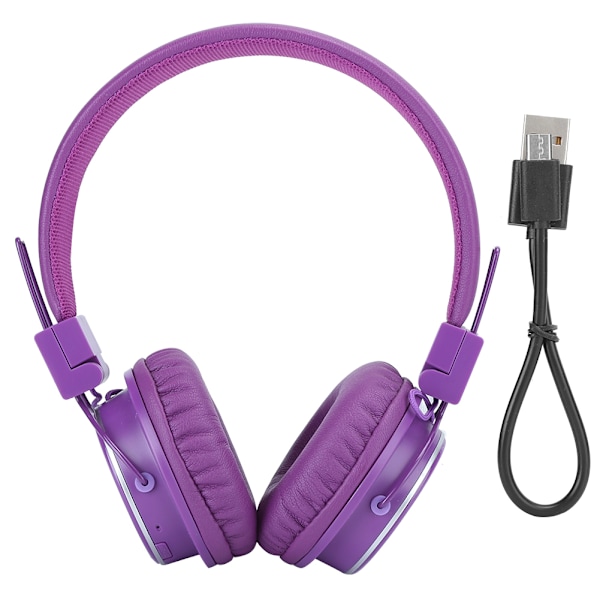Bluetooth-headset, trådlösa musikhörlurar med huvudmonterad vikbar insatskortstereopurple