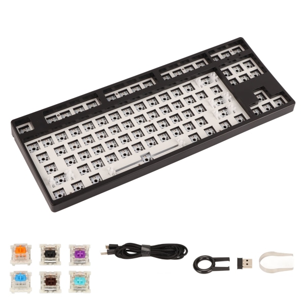 87 Key RGB Mekanisk Tastatur DIY Kit TKL Layout Switch Hot Swap ABS Aluminiumslegering Modulært Mekanisk Keyboard for DIY Black