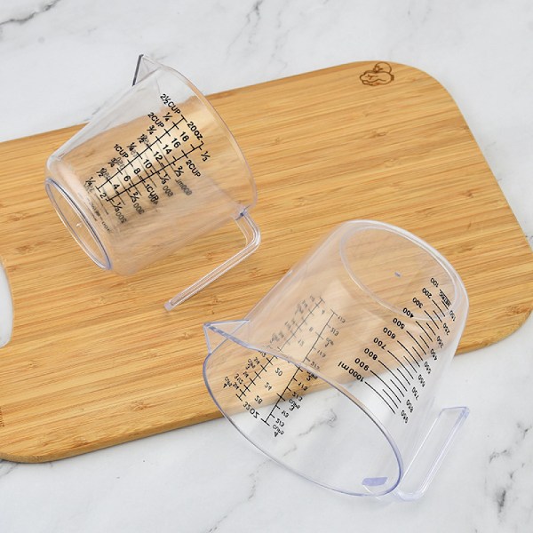 Graderad plastmättkopp, stor kapacitet millilitermätare, köksvärmebeständig mätkopp, används för bakning, matlagning, etc.（4PCS）