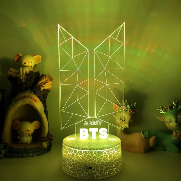 Qinwei 3D LED Natlys BTS Singer Youth League 3D Illusion Lampe Fjernbetjening til fans Indretning i soveværelset --- Stil B2（Crack Seat）