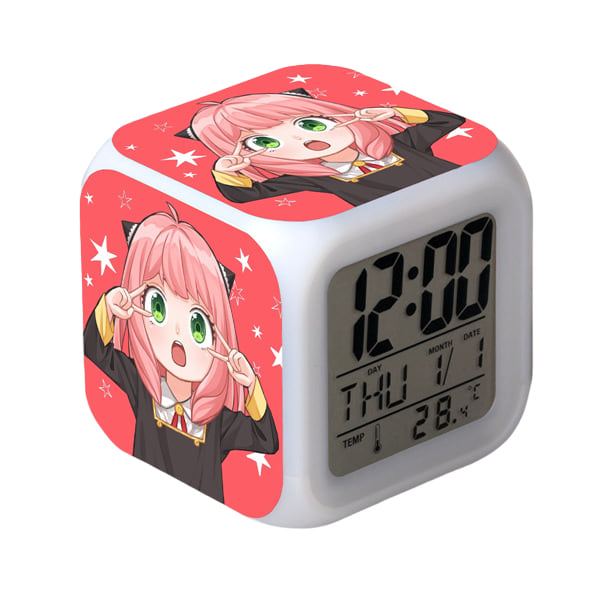 Wekity Anime  Alarm Clock One Piece LED Square Clock Digital Alarm Clock with Time, Temperature, Alarm, Date