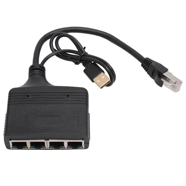 Ethernet-splitter 1 inn 4 ut RJ45-grensesnitt 1000 Mbps gullbelagt pin sikker stabil signal LAN-splitter for bryter TV PC