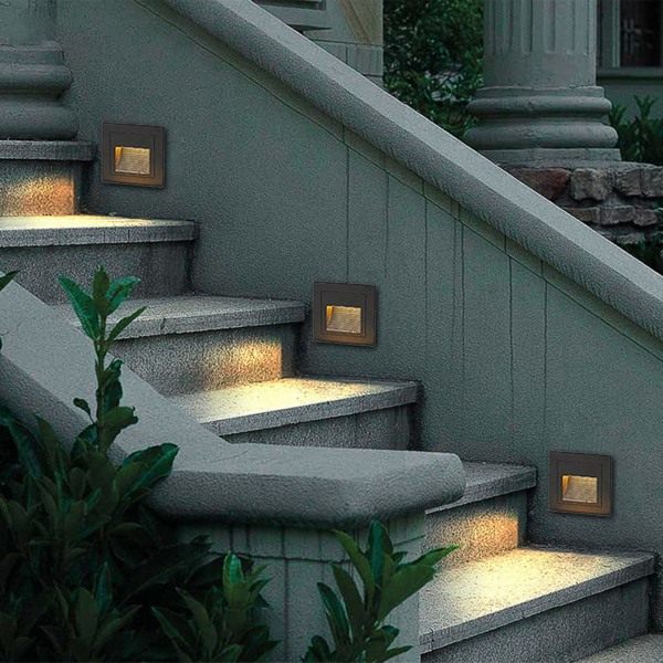 LED-trappstegsbelysning Dekorativ energibesparande varmt ljus 3000K Vattentät trappstegsbelysning för utomhus inomhus 110‑240V