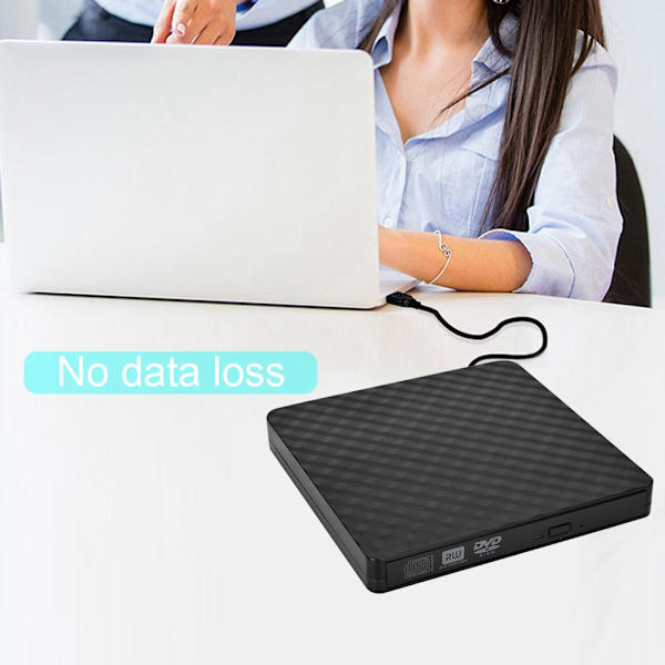 Ultra-tynn USB3.0 DVD-stasjon Skriving Lesing DVD-RW Ekstern optisk stasjon (Svart)