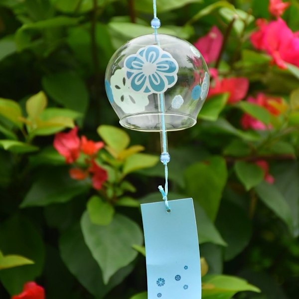 Edo Furin Vindklokker Håndlaget Glassgave til Pappa Mamma Nytt Hus Bursdag - Blå Blomst