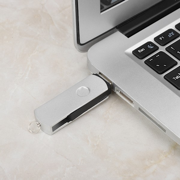 2 i 1 Metal Rotate Flash Drive USB3.0 til Android USB Drive Memory Stick U Disk 16G (Sølv)
