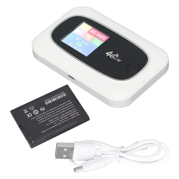 4G WiFi Hotspot Rejserouter LED-skærm Trådløs router med SIM-kortslot til smartphone bærbar computer Hvid
