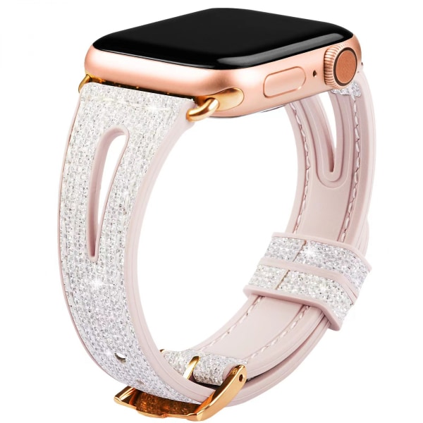 För Bling tunt band för Apple Watch -band 41 mm 40 mm 38 mm Series 7 SE 6 5 4 3 2 1, Tillbehör för kvinnor med silikonglitterrem Kompatibel med iWatch Al