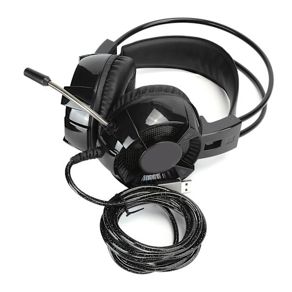 USB Gaming Headset 7.1 Surround Indbygget Lydkort Støjreducerende Mikrofon RGB Lys