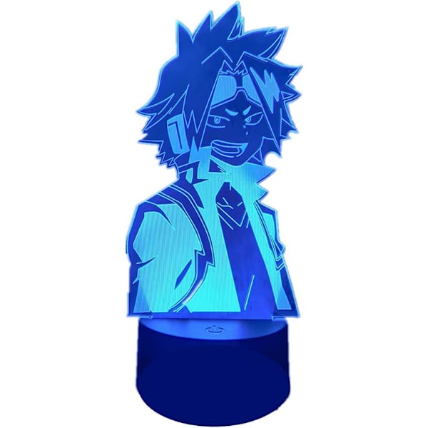 Anime LED-lampe My Academia 3D nattlys illusjonslampe for barn, Boku no Hero Academia Denki Kaminari nattlys 16 farger RGB fjernkontroll