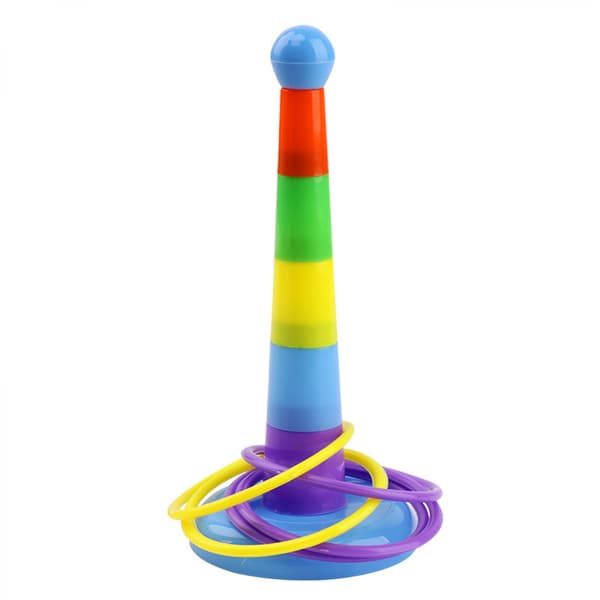 6,2\" Ringkastningsspel Set Regnbåge & Staplings- & Nestingkoppar Baby Byggset | 5 Delar Koppar & 5 Kastningsringar