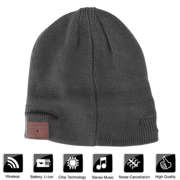 Trådløs Bluetooth Hat Stereo Hovedtelefoner Sports Strikket Hue Headset Musik Cap(Mørkegrå)