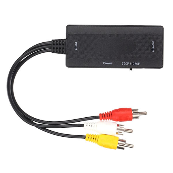 Högdefinitionsomvandlare Audio Video till HighDefinition Multimedia Interface CVBS-adapter för TV VHS VCR DVD (svart)