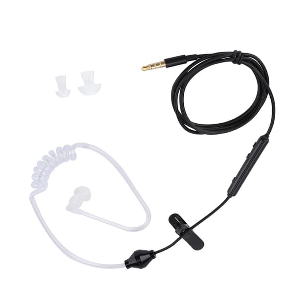 In-ear-headset med luftrörssäkerhetssnäcka med mikrofon för IOS för Android Svart kabel Vitt rör