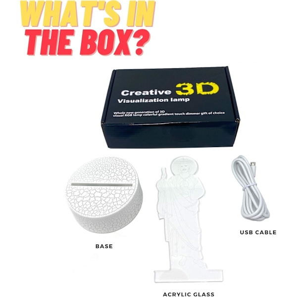 3D LED-yövalo San Judas Jesus Malverde Jeesus Kristus Haljennut Jalusta 7 Väriä USB-kaapeli Paristokäyttöinen Kosketuskytkin Paras Lahjoiksi, Jouluun, Altareille (Jeesus