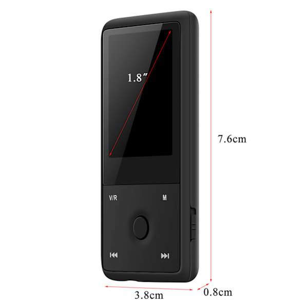 HOTT 8G Mini bærbar Bluetooth Stereo MP3-spiller med HD digital skjerm FM-radio