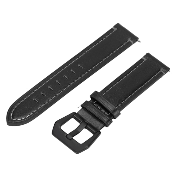 Smartwatch-reim i skinn, 20 mm bred, vintage lærreim med spenne i rustfritt stål for Amazfit GTS, svart