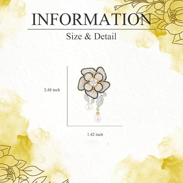 Blomsterspänne för kvinnor Rhinestone Blomsterspänne Pins Blomsterspännen Smycken Present till mamma fru Style 2(Gold)