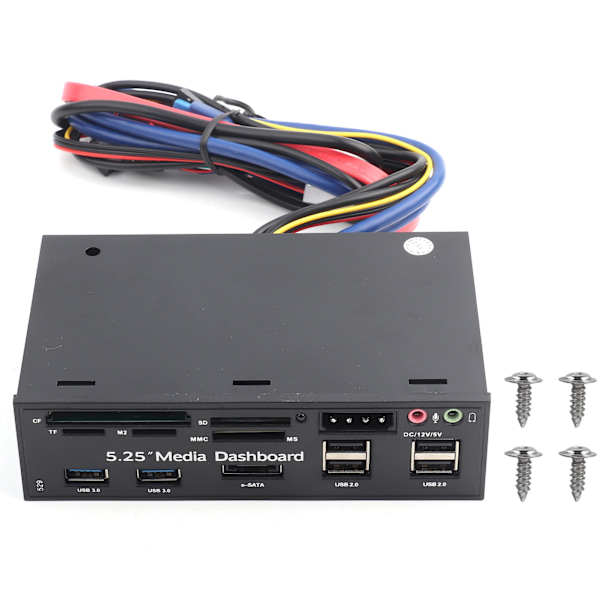 5,25\" Front Multifunksjonspanel USB3.0 Hub Media Dashboard PC Intern Kortleser