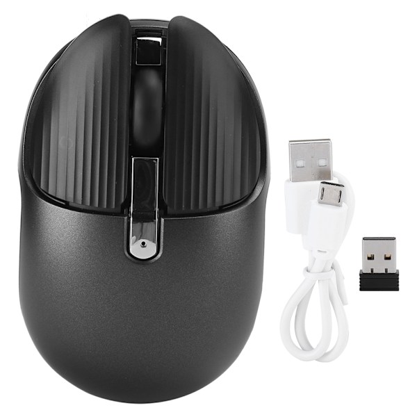 HXSJ M106 2.4G trådløs mus, oppladbar, lydløs, støyfri mus, USB-mottaker, 1200/1600 DPIBlack