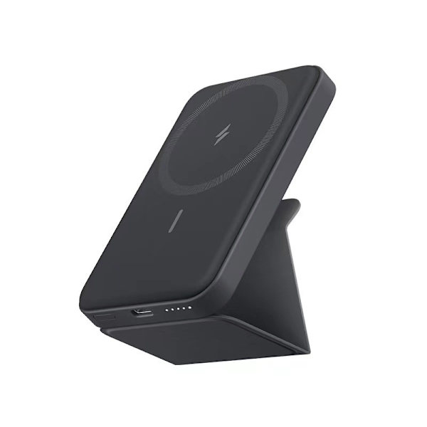 Anker Lader Treasure MagGo Magnetisk Beltefeste Trådløs Lading Bærbar 5000mAh Mobil Strømforsyning Gjeldende Black A1611 With Stand